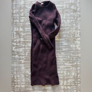 Marine Layer S Long Ribbed Wool Midi Dress